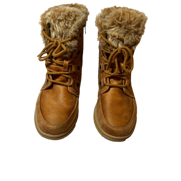 Cliffs by White Mountain Wheat Fabric Holly Women Combat Boots Size US 9 Read - Picture 1 of 11